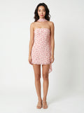 Women's Pink Floral Strapless Bodycon Mini Dress with Scarf