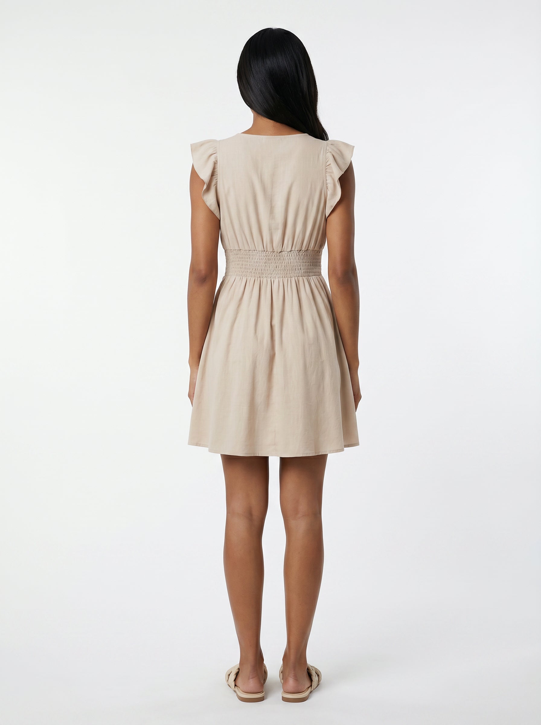 Women's V-Neck Smocked Waist Mini Dress