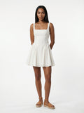 Women's Classic Summer White Square Neck Mini Dress With Bow