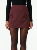 Women's Burgundy Mini Skirt With Bows