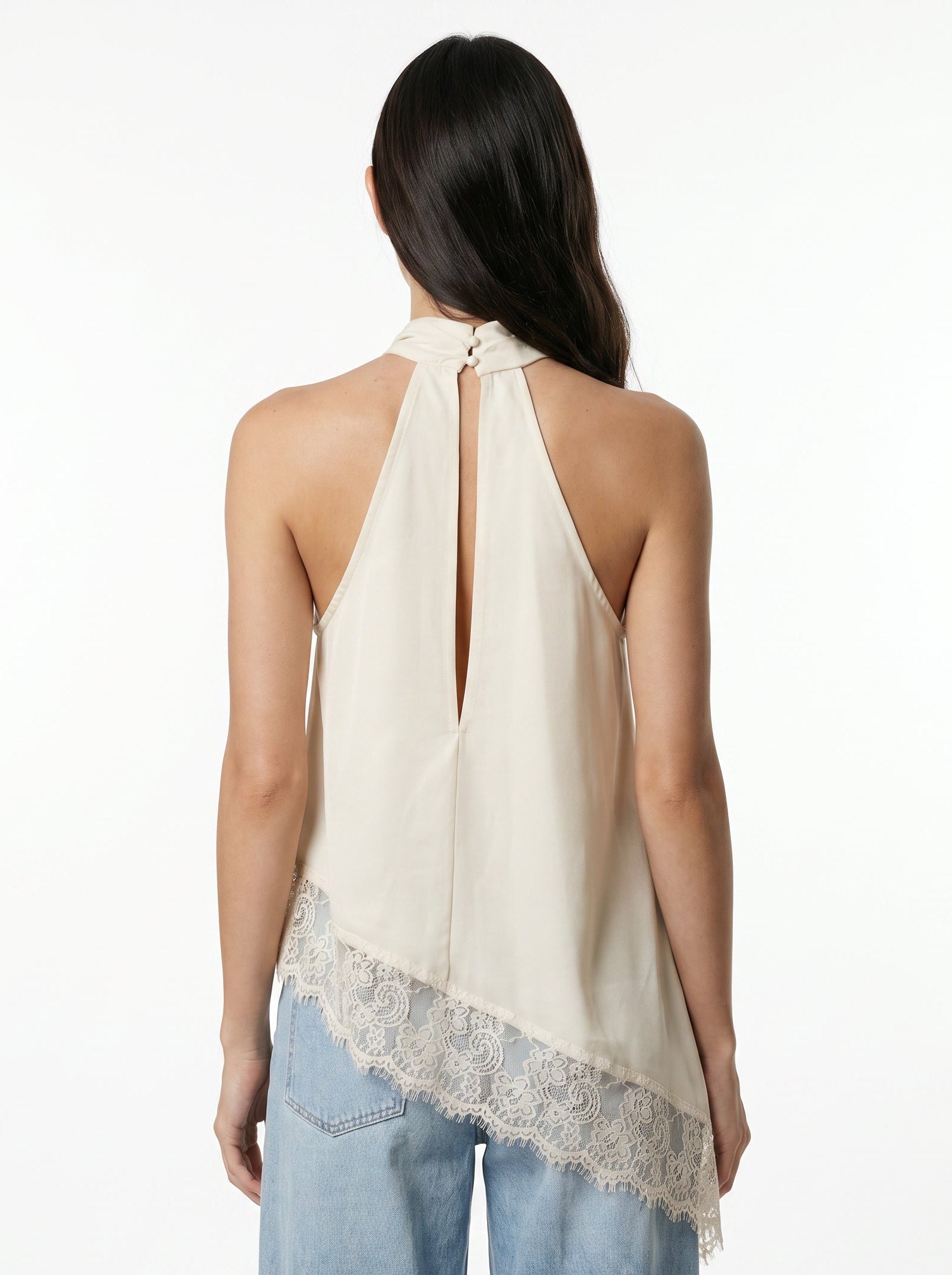 Women's White Halter Top Lace Cami