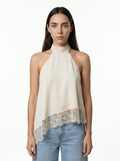 Women's White Halter Top Lace Cami
