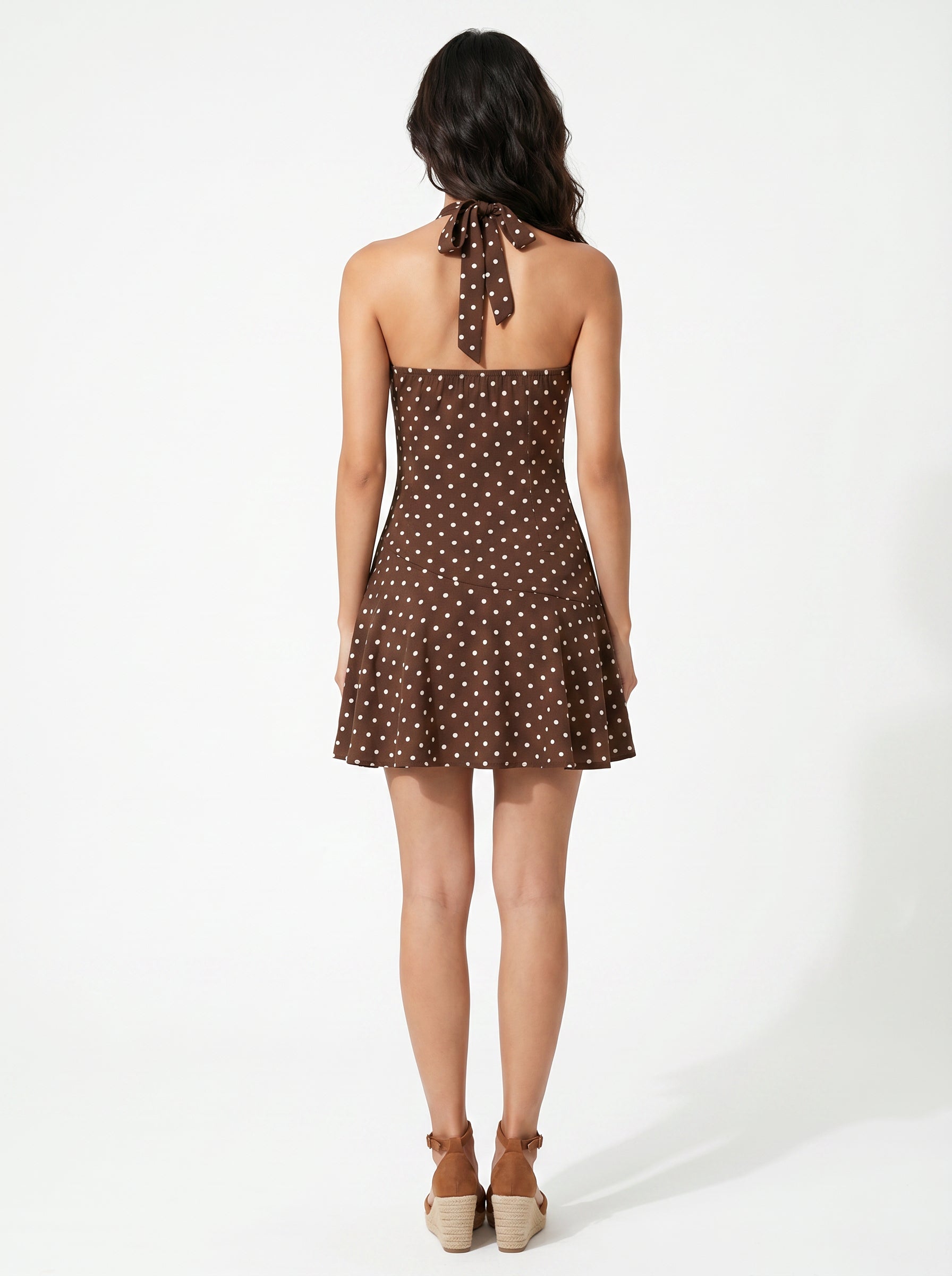Women's Polka Dot Halter Neck Dress