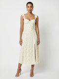 Women's Floral Butter Yellow Midi Dress