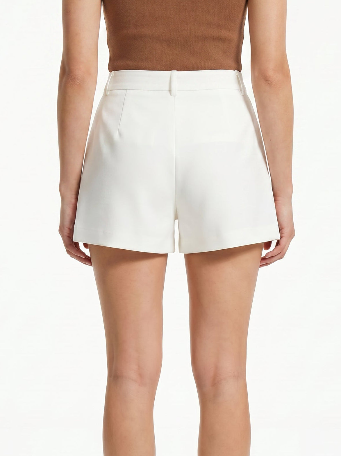 Women's High Waisted White Pleated Shorts