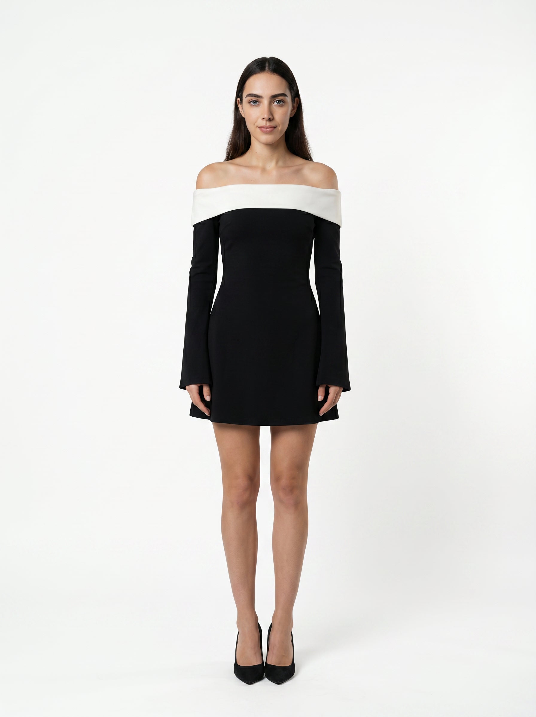 Women's Off The Shoulder Flare Sleeve Mini Dress